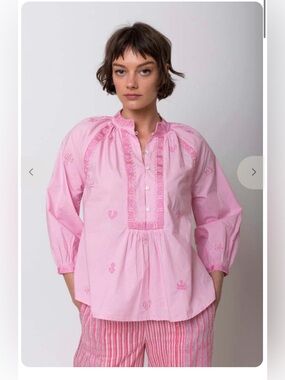 V. De. Vinster pink patchwork embroidered blouse size Large